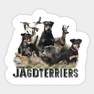 Hunting with Jagdterriers , Art Sticker